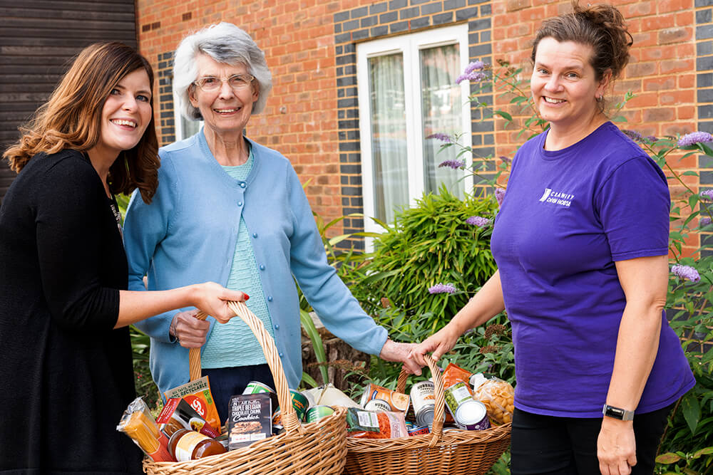 Harvest festival donations from care home